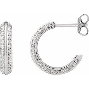 14K White 5/8 CTW Natural Diamond Hoop Earrings 689323:601:P
