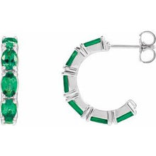 Sterling Silver Natural Emerald 18.2 mm Hoop Earrings 88765:234:P