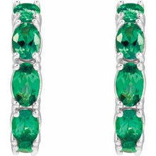 Sterling Silver Natural Emerald 18.2 mm Hoop Earrings 88765:234:P