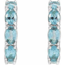 Platinum Natural Aquamarine 18.2 mm Hoop Earrings 88765:240:P