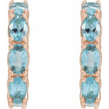 14K Rose Natural Aquamarine 18.2 mm Hoop Earrings 88765:226:P