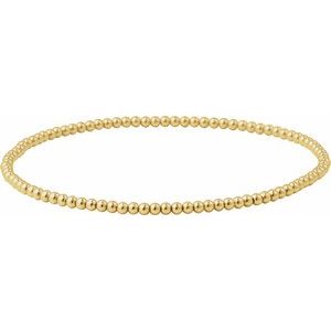 14K Yellow Gold-Filled 2 mm Elastic Bead 6 1/2" Bracelet BRC999:600:P