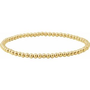 14K Yellow Gold-Filled 3 mm Elastic Bead 6 1/2" Bracelet BRC999:602:P