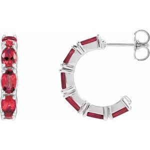 Sterling Silver Lab-Grown Ruby 18.2 mm Hoop Earrings 88765:235:P