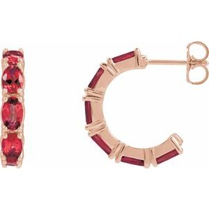 14K Rose Lab-Grown Ruby 18.2 mm Hoop Earrings 88765:243:P