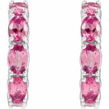 Sterling Silver Natural Pink Tourmaline 18.2 mm Hoop Earrings 88765:219:P