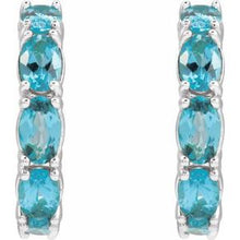Sterling Silver Natural Blue Zircon 18.2 mm Hoop Earrings 88765:223:P