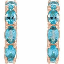 14K Rose Natural Blue Zircon 18.2 mm Hoop Earrings 88765:214:P