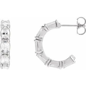 Sterling Silver Natural White Sapphire 18.2 mm Hoop Earrings 88765:236:P