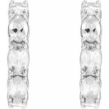 Sterling Silver Natural White Sapphire 18.2 mm Hoop Earrings 88765:236:P