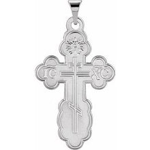 14K White 26x17 mm Orthodox Cross Pendant R4062:63186:P