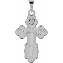 14K White 19x13 mm Orthodox Cross Pendant R4062:301668:P