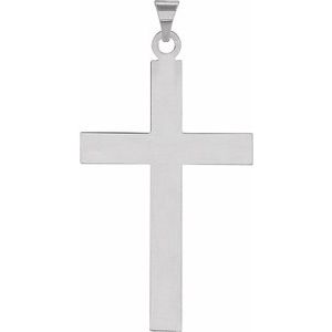 14K White 39 x 25 mm Cross Pendant R4030:123084:P