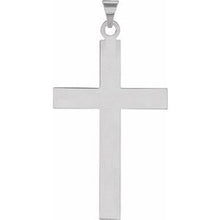 14K White 39 x 25 mm Cross Pendant R4030:123084:P