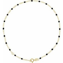 14K Yellow 2 mm Adjustable Black Enamel Bead 9-10