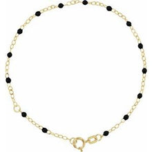 14K Yellow 2 mm Adjustable Black Enamel Bead 6-7