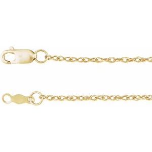 14K Yellow 1.25 mm Rope 18" Chain CH471:244049:P