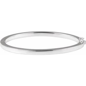 Sterling Silver Square Tube Hinged Bangle 7" Bracelet BRC988:103:P