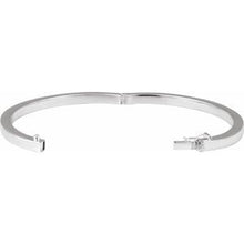 Sterling Silver Square Tube Hinged Bangle 7