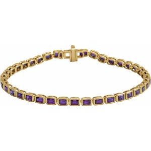 14K Yellow Natural Amethyst Line 7" Bracelet BRC1000:606:P