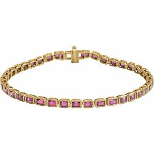 14K Yellow Natural Pink Tourmaline Line 7" Bracelet BRC1000:610:P