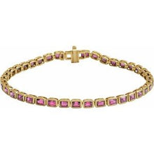 14K Yellow Natural Pink Tourmaline Line 7