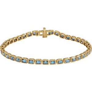 14K Yellow Natural Sky Blue Topaz Line 7" Bracelet BRC1000:602:P