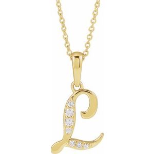 14K Yellow 1/10 CTW Natural Diamond Initial L 18" Necklace 689337:604:P