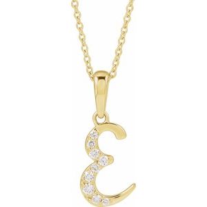 14K Yellow 1/10 CTW Natural Diamond Initial E 18" Necklace 689337:600:P
