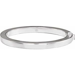 Sterling Silver Square Tube Hinged Bangle 7" Bracelet BRC988:101:P