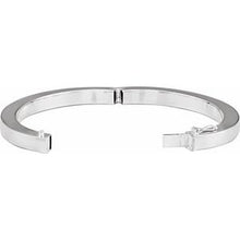 Sterling Silver Square Tube Hinged Bangle 7