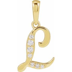 14K Yellow 1/10 CTW Natural Diamond Initial L Pendant 689337:620:P
