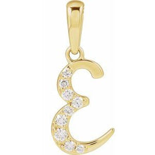 14K Yellow 1/10 CTW Natural Diamond Initial E Pendant 689337:616:P