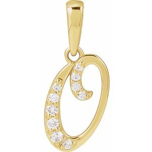 14K Yellow 1/10 CTW Natural Diamond Initial O Pendant 689337:628:P
