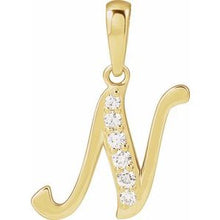 14K Yellow 1/10 CTW Natural Diamond Initial N Pendant 689337:624:P