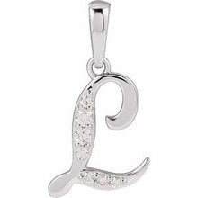 14K White 1/10 CTW Natural Diamond Initial L Pendant 689337:621:P