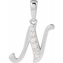 14K White 1/10 CTW Natural Diamond Initial N Pendant 689337:625:P