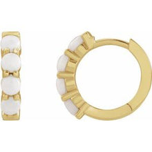 14K Yellow Natural White Opal Cabochon Hinged 14.7 mm  Hoop Earrings 87181:208:P