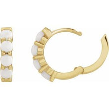 14K Yellow Natural White Opal Cabochon Hinged 14.7 mm  Hoop Earrings 87181:208:P