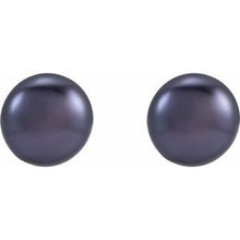 Sterling Silver 4-4.5 mm Cultured Black Freshwater Button Pearl Earrings 651659:138:P