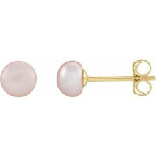 14K Yellow Cultured Pink Freshwater Pearl Earrings 651659:143:P