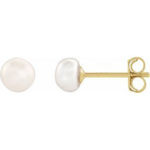 14K Yellow 4-4.5 mm Cultured White Freshwater Button Pearl Earrings 651659:135:P