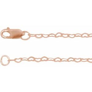 14K Rose 1.9 mm Heart 7" Chain CH1255:116:P