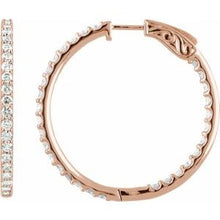 14K Rose 5 CTW Lab-Grown Diamond Inside-Outside 41.5 mm Hinged Hoop Earrings 650183:LG629:P