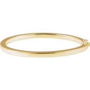 14K Yellow Square Tube Hinged Bangle 7" Bracelet BRC988:102:P