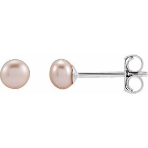 Sterling Silver Cultured Pink Freshwater Pearl Earrings 651659:140:P