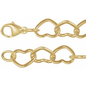 14K Yellow Gold-Filled 9 mm Heart 7" Chain CH1259:100:P