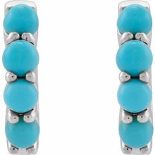 Sterling Silver Natural Turquoise Cabochon Hinged  14.7 mm  Hoop Earrings 87181:214:P
