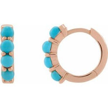 14K Rose Natural Turquoise Cabochon Hinged 14.7 mm  Hoop Earrings 87181:209:P
