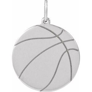 Sterling Silver Engravable Basketball Pendant 88793:102:P